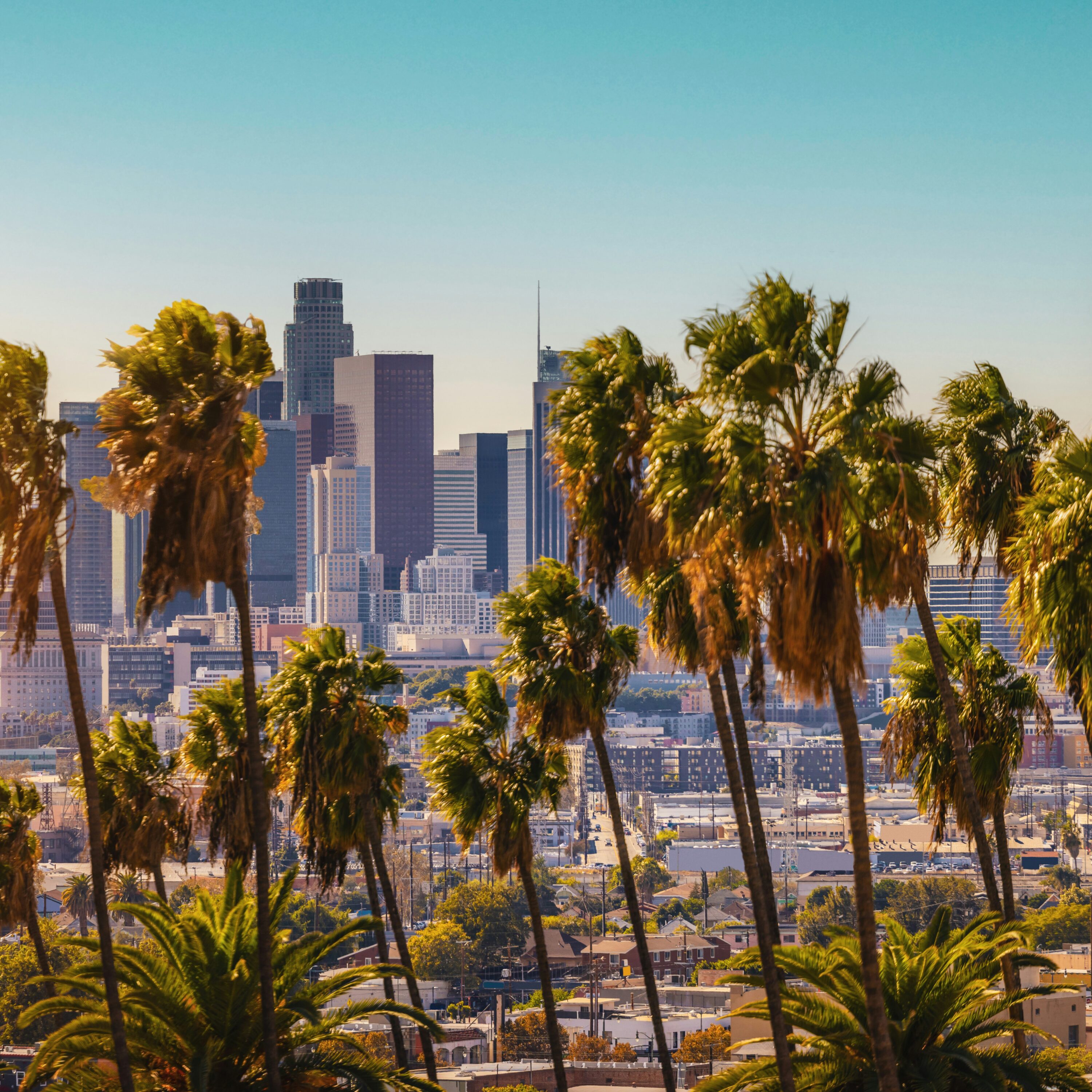 Downtown Los Angeles skyline in California